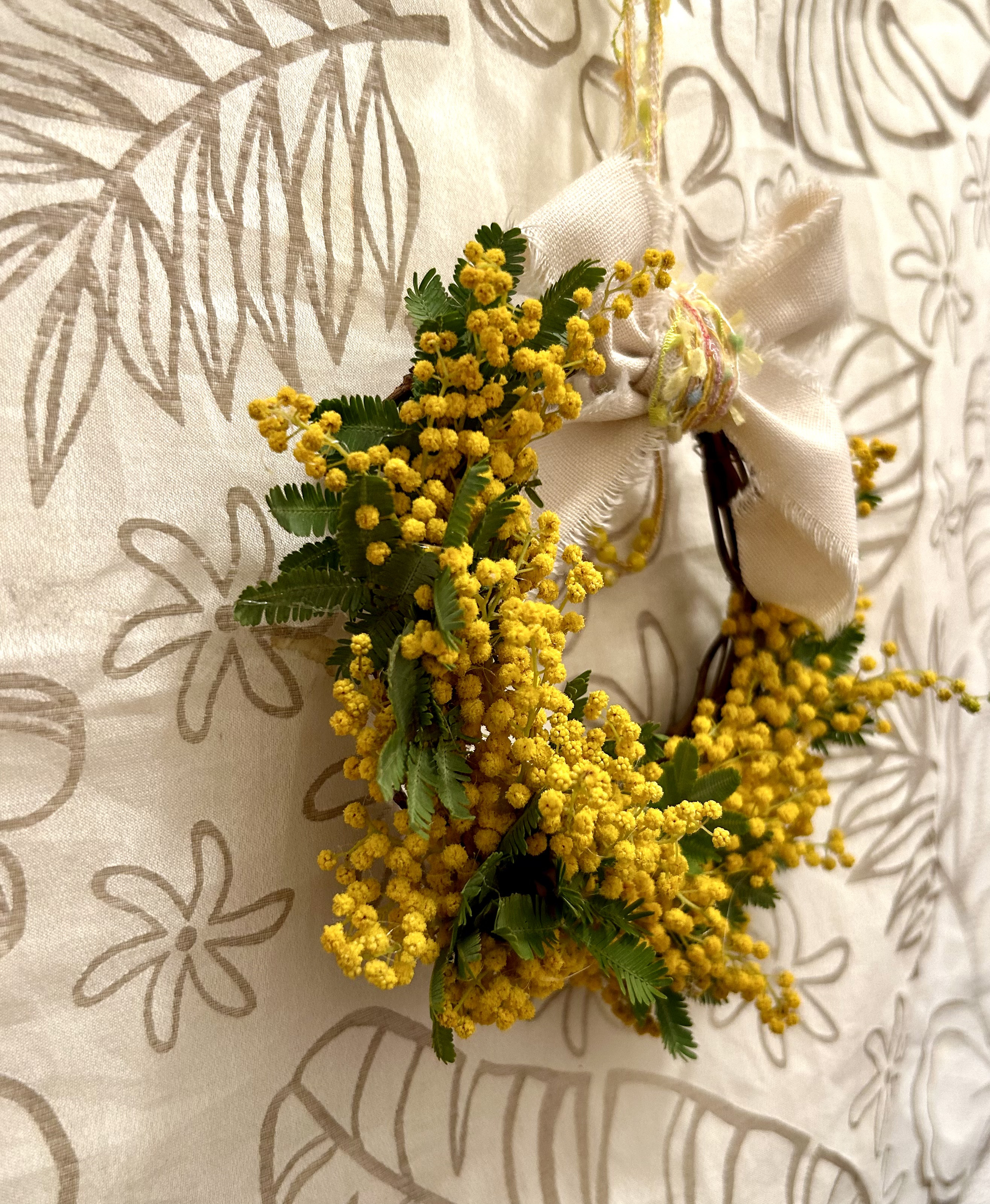 «467»◤完売致しました。ありがとうございます◢春リース*アカシアミモザ*リース*生花*フレッシュ*プレゼント*母の日