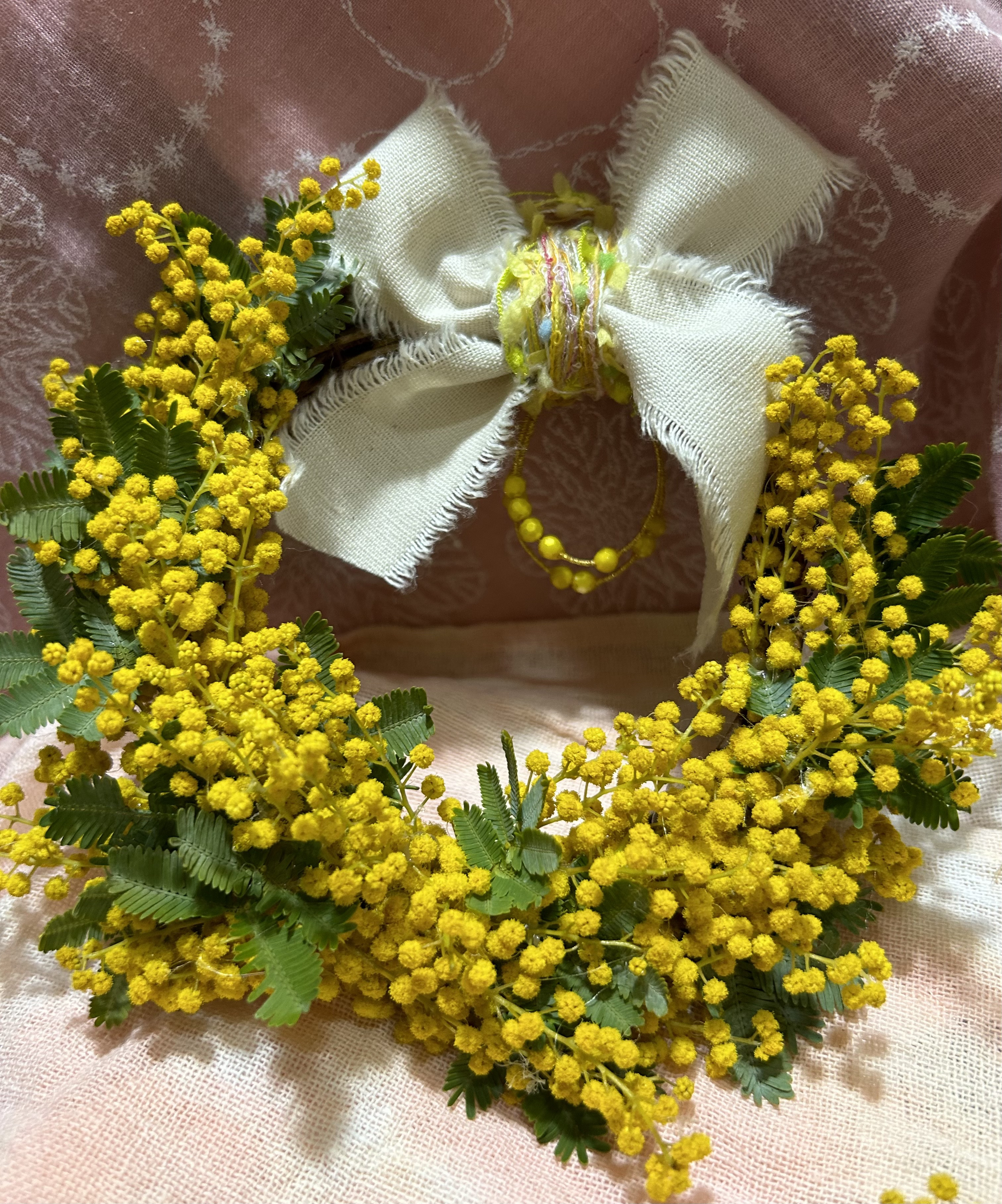 «467»◤完売致しました。ありがとうございます◢春リース*アカシアミモザ*リース*生花*フレッシュ*プレゼント*母の日