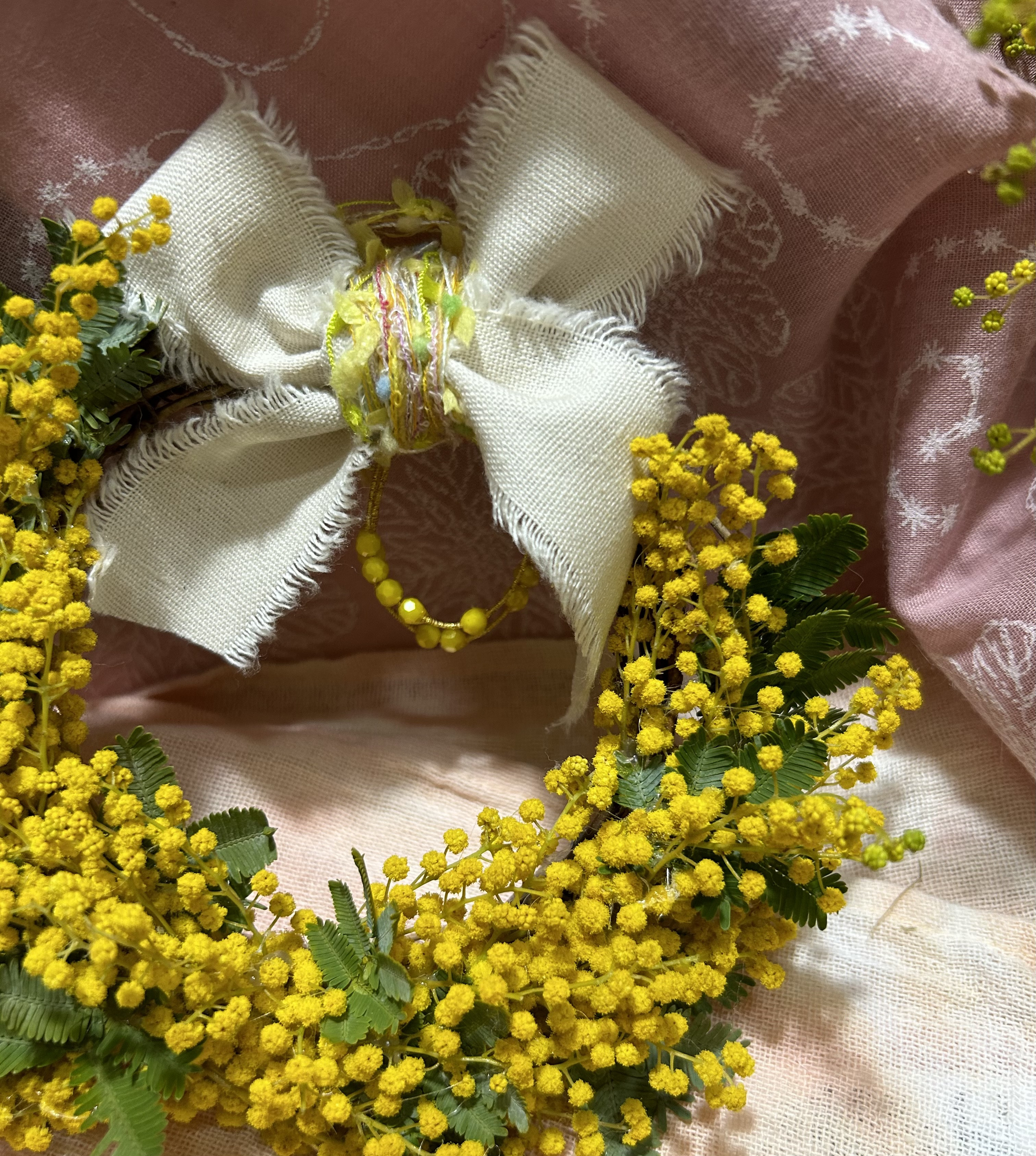 «467»◤完売致しました。ありがとうございます◢春リース*アカシアミモザ*リース*生花*フレッシュ*プレゼント*母の日