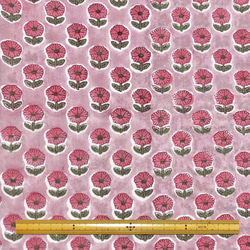 【50cm單位】暗玫瑰粉紅小花印度手版印花布料棉質 第6張的照片