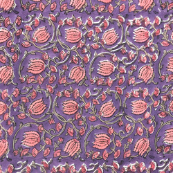 【50cm單位】紫紅花印度手版印花布料棉質 第2張的照片