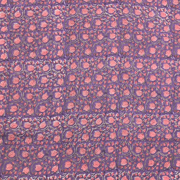 【50cm單位】紫紅花印度手版印花布料棉質 第4張的照片