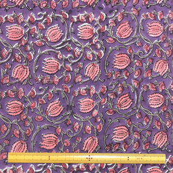 【50cm單位】紫紅花印度手版印花布料棉質 第6張的照片
