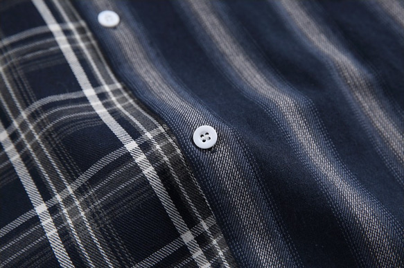 春と秋の新制品レトロなチェックシャツゆったり長袖メンズカジュアルシャツ W204 17枚目の画像