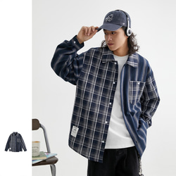 春と秋の新制品レトロなチェックシャツゆったり長袖メンズカジュアル