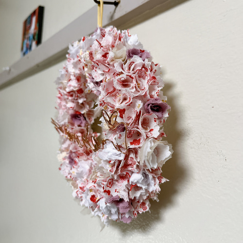 Further☆作品♡ 春待ち早春フラワーリース♡ 雛祭リース♡ひな祭り♡ 送料無料☆NO.504 リースでひなまつり ファブリックリース ひな祭り 雛