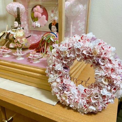 送料無料☆NO.504 リースでひなまつり ファブリックリース ひな祭り 雛