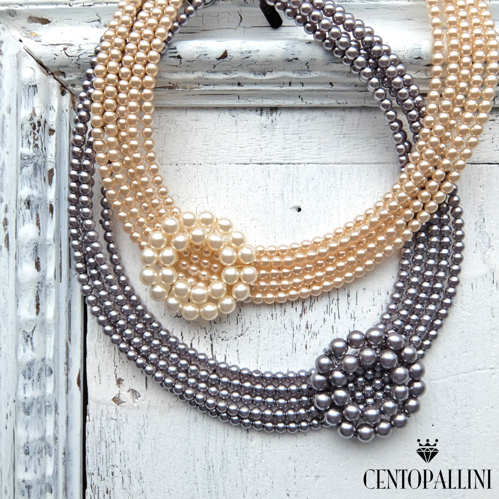 ワンポイントパールモチーフ ショートネックレス、パール チョーカータイプネックレス、グレーパールネックレス