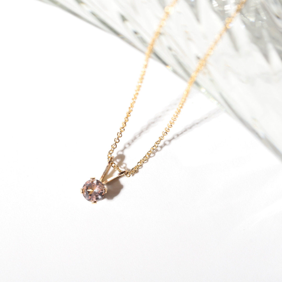 モルガナイト(ピンクアクアマリン) ネックレス◇5mm◇4月誕生石【14kgf】金属アレルギー◇桜◇ピンク◇ギフト