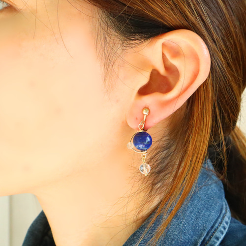 数量限定】earth＆moon 惑星ラピスラズリ イヤリング ピアス