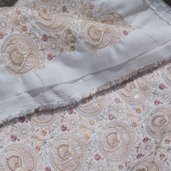 【NEW】インド刺繍生地　＊ 110cm巾×50cm 　ボタニカル　ホワイト 4枚目の画像
