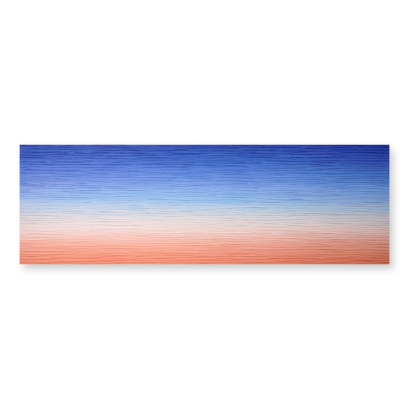 落ち着きを感じる朝日】絵画 - オレンジ 抽象画 横長（N-#52