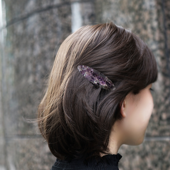 紫水晶與蛋白石寶石髮夾/髮夾 ~Heather 第7張的照片