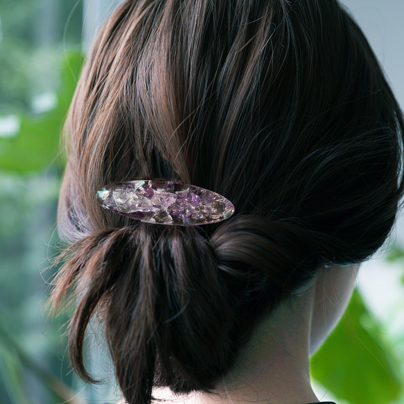 紫水晶與蛋白石寶石髮夾/髮夾 ~Heather 第2張的照片