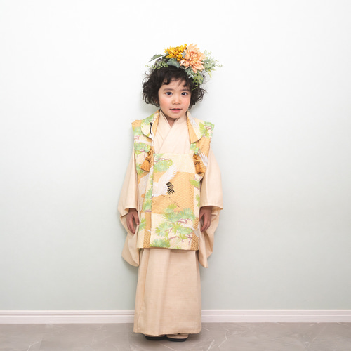 七五三 伝統衣装 鶴と花の刺繍 14点セット｜七五三 伝統衣装 鶴