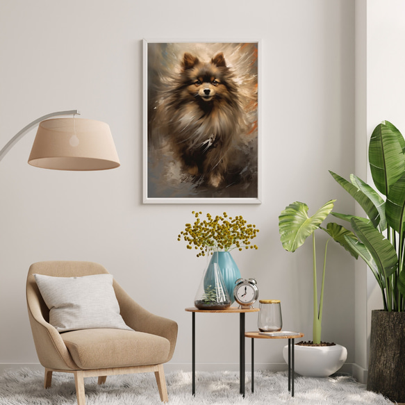 【KENSHIN (犬神) - ポメラニアン犬 No.2】風水画 アートポスター 犬の絵 犬の絵画 7枚目の画像