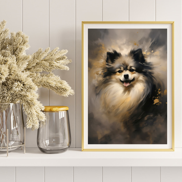 【KENSHIN (犬神) - ポメラニアン犬 No.4】風水画 アートポスター 犬の絵 犬の絵画 8枚目の画像