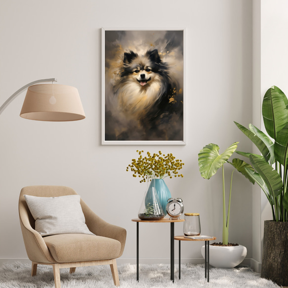 【KENSHIN (犬神) - ポメラニアン犬 No.4】風水画 アートポスター 犬の絵 犬の絵画 7枚目の画像