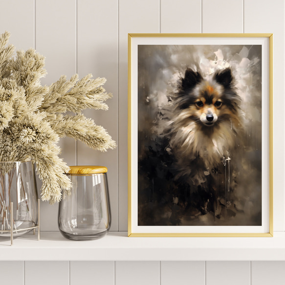 【KENSHIN (犬神) - ポメラニアン犬 No.5】風水画 アートポスター 犬の絵 犬の絵画 8枚目の画像