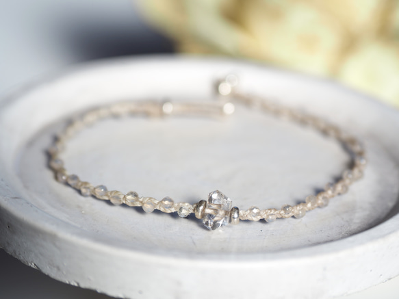 -Herkimer diamond- braid bracelet 2枚目の画像