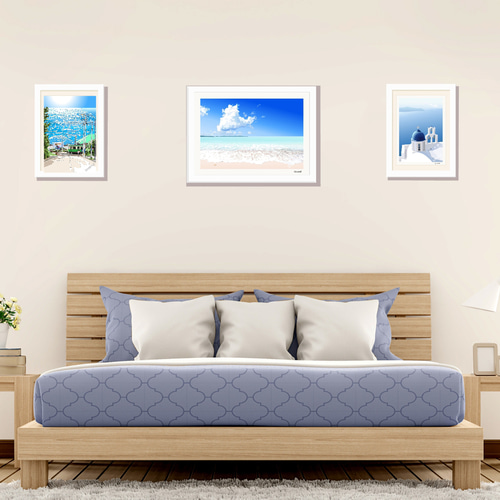 A3サイズ「真夏の海」ニトリ（ホワイト） 絵画 hiroma2 通販 17318814