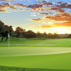 A3サイズ「夕暮れのゴルフ場」ニトリ（ホワイト） 5枚目の画像