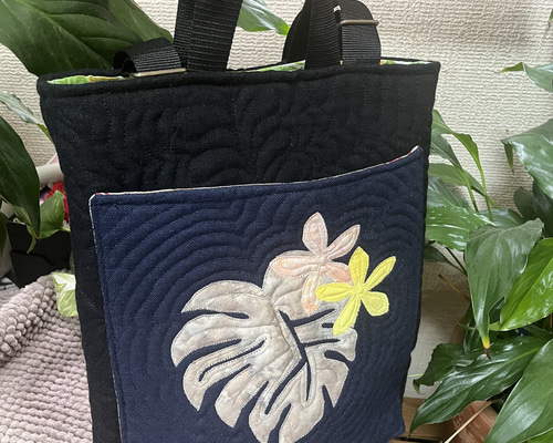 ハワイアンキルトバッグ リュックサック トートバッグ モンステラ