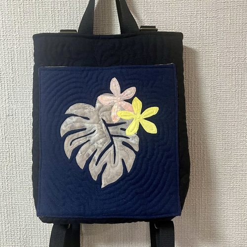 ハワイアンキルトバッグ リュックサック トートバッグ モンステラ