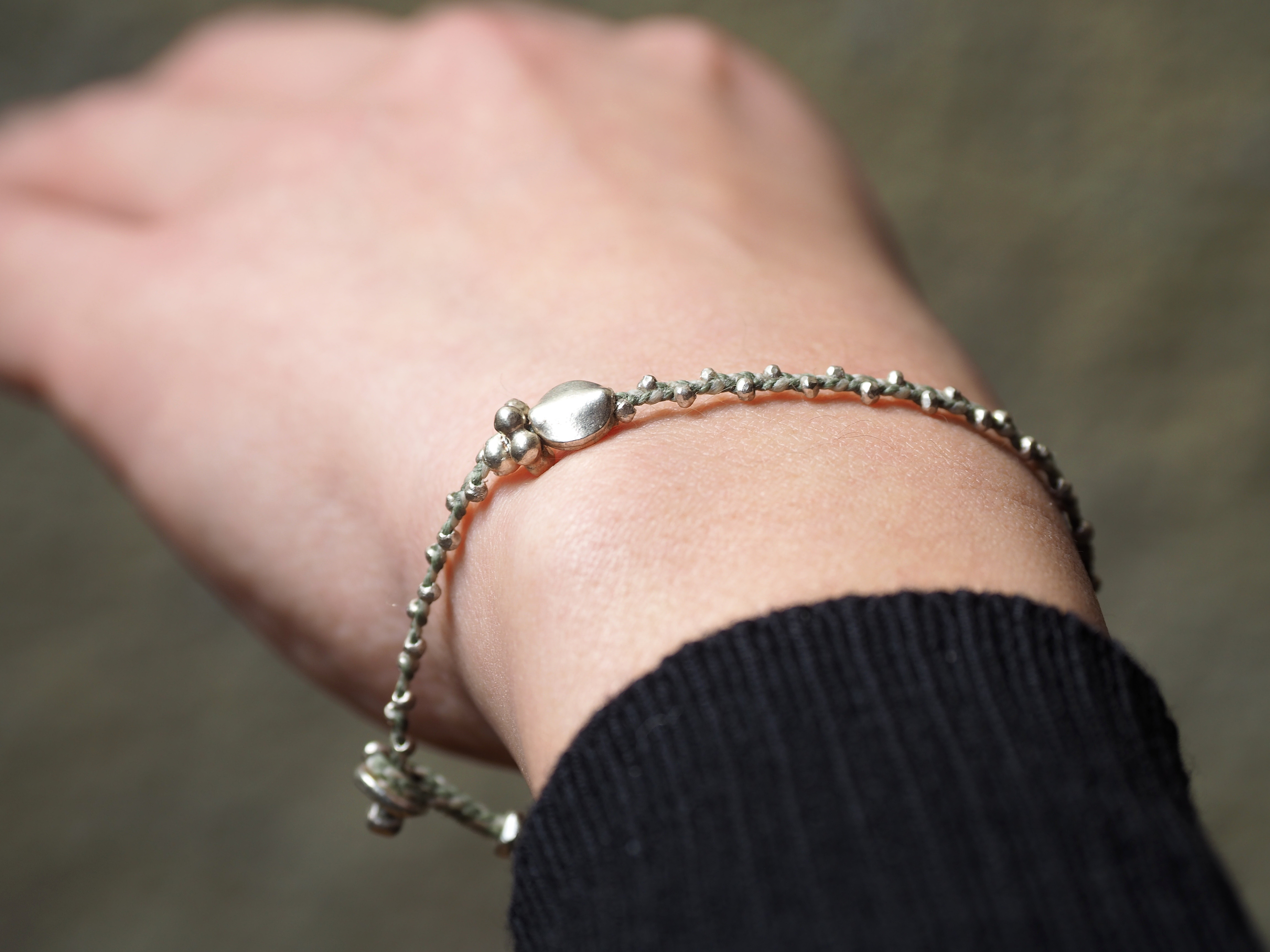 Silver braid bracelet 'Green'