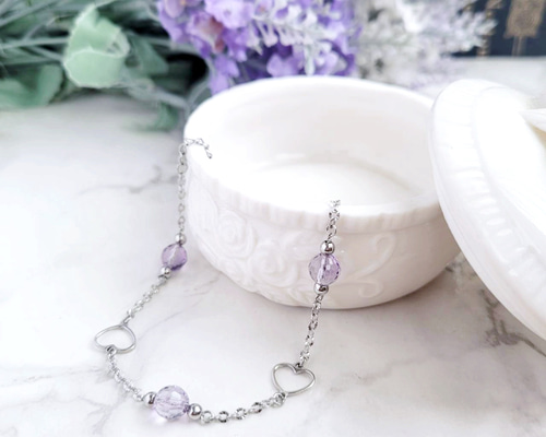 スイートハートガーデン。アメジスト X シトリン ハートシェイプ