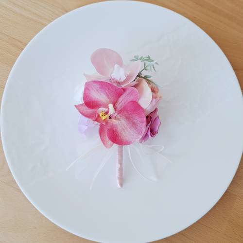 春❀ピンクカラーリリーと胡蝶蘭のウェディングブーケ&ブートニア