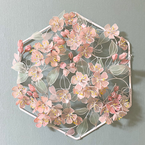 ワイヤークラフト 紫陽花リース ディップアート 壁飾り