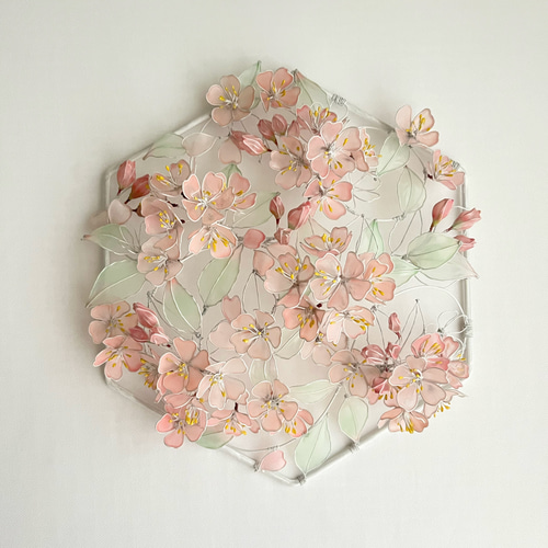 一点物】桜の壁飾り ウォールアート ウォールデコ ワイヤーアート