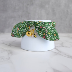 綠色可愛插圖小蜂蜜貓項圈附安全扣 - 可愛貓咪蝴蝶結飾品 第2張的照片