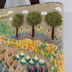 猫さんの春のお散歩　羊毛フェルト生地のバッグ 8枚目の画像
