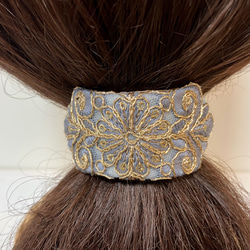 刺繍リボンの髪飾り オリエンタルアラベスク ホワイト 8枚目の画像