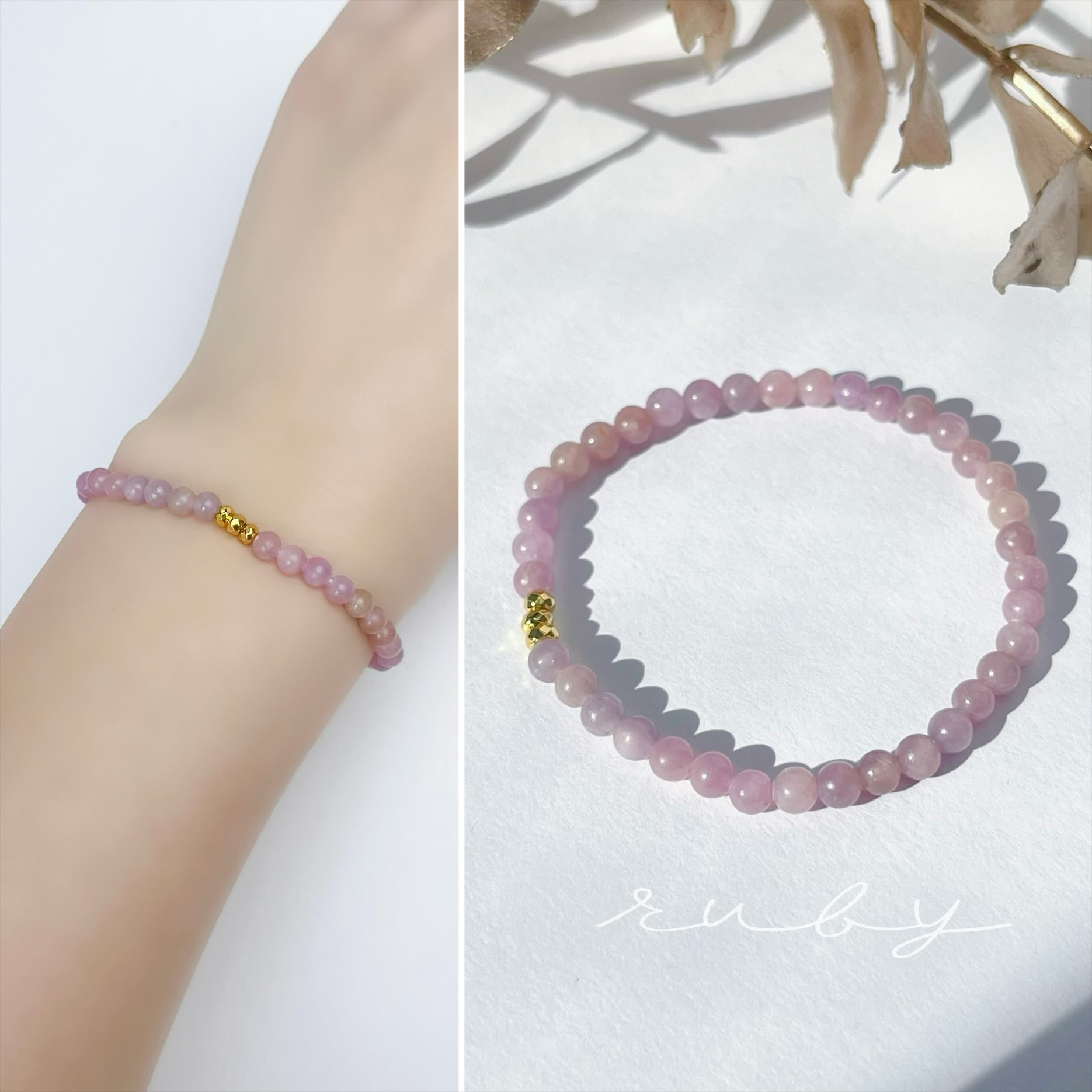 ７月の誕生石ルビー 選べるイニシャルチャーム付き ブレスレット ステンレス プレゼント 天然石 ギフト ピンク