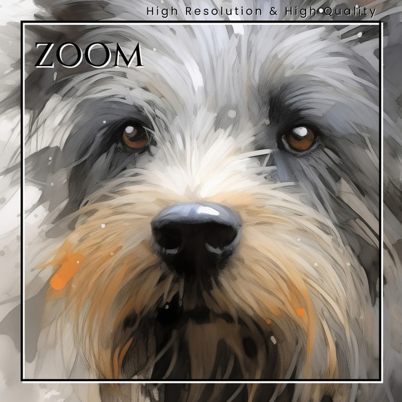 【KENSHIN (犬神) - シュナウザー犬 No.1】風水画 アートポスター 犬の絵 犬の絵画 3枚目の画像