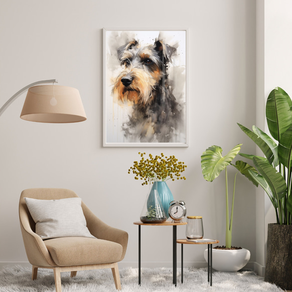 【KENSHIN (犬神) - シュナウザー犬 No.4】風水画 アートポスター 犬の絵 犬の絵画 7枚目の画像