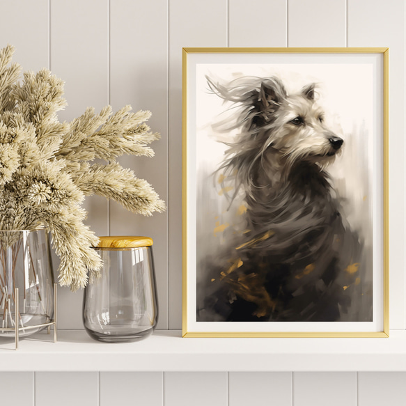 【KENSHIN (犬神) - シュナウザー犬 No.5】風水画 アートポスター 犬の絵 犬の絵画 8枚目の画像
