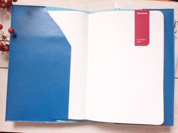 手縫いヌメ革とクロムレザー　Ａ5サイズ/ポケット　手帳・ノートカバー 3枚目の画像