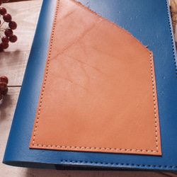 手縫いヌメ革とクロムレザー　Ａ5サイズ/ポケット　手帳・ノートカバー 2枚目の画像