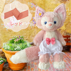 クリーム色のぬいぐるみ（リボン、赤いいちごリボン） ルルリボン ぬいぐるみケープ M ホワイト| FUKUYA ONLINE フクヤオンライン