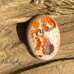 大きめファイヤー♢カンテラオパール 母岩付きオパール ルース 34 天然石 天然色 1枚目の画像