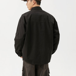 春と秋の新品の上着男性用ゆったりとしたレトロなオーバーシャツカジュアル長袖シャツ W206 11枚目の画像