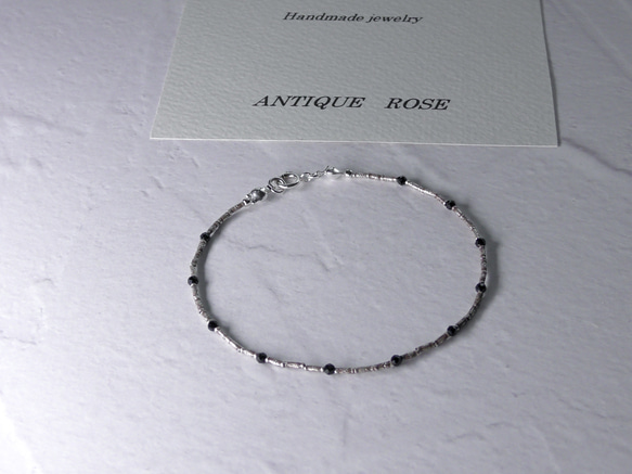 ❮再販×4❯ No. 70 カレンシルバー★ブレスレット　ブラックスピネル 1枚目の画像