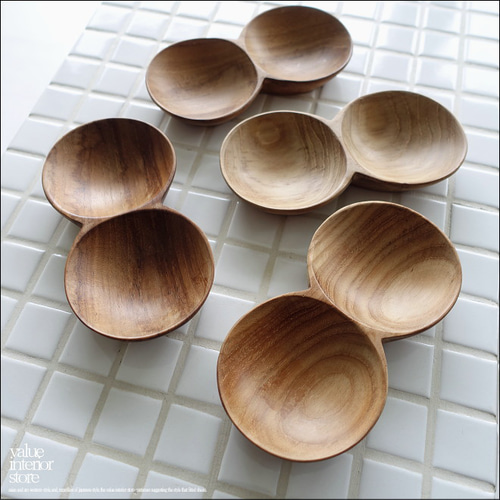 ハンドメイド木製二連薬味入れセット