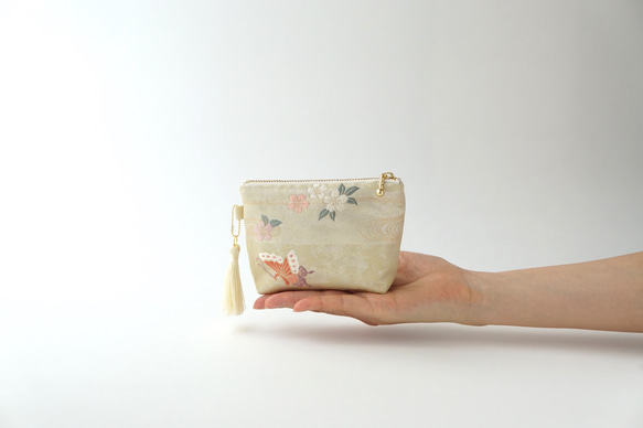 [櫻花/蝴蝶紋腰帶重製迷你小袋] 卡包、小袋、首飾袋。非常適合作為生日禮物或母親節禮物。 第1張的照片