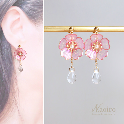 優しい雰囲気♡揺れる小ぶりの桜ピアス/イヤリングに変更可能 春 お花 