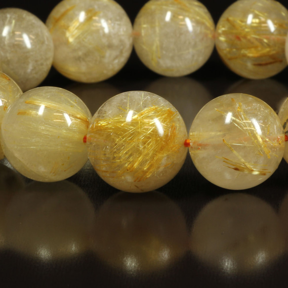 【お試し価格】１６ミリ 一点物 ゴールドルチル ブレスレット ８３ｇ ＯＲ２５ 金針水晶 お守り効果 合格祈願 ギフト 13枚目の画像